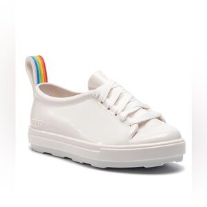 Mini Melissa White Rainbow Stripe Gel Sneakers